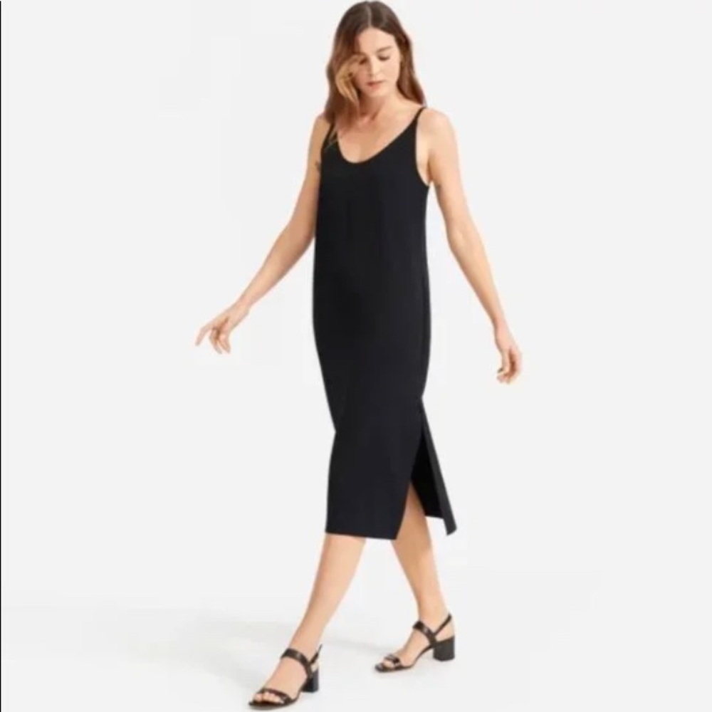 Everlane Goweave slip black dress